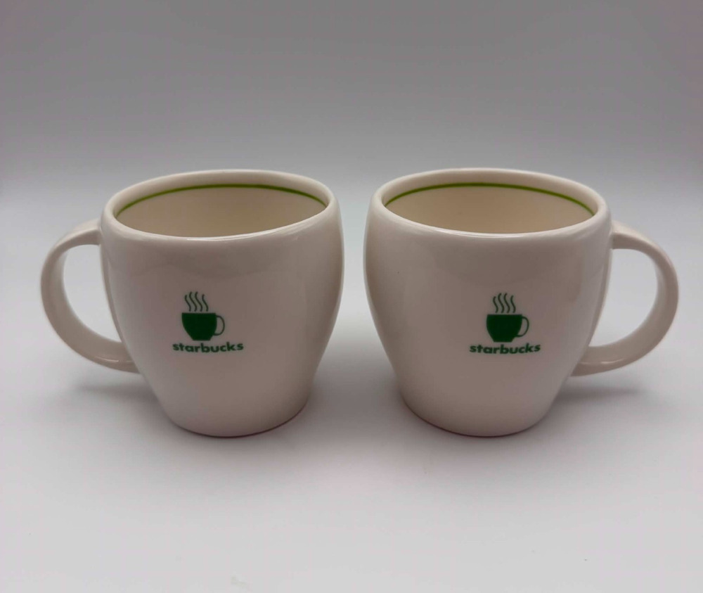 Vintage Starbucks Barista Abbey Espresso Coffee Mugs Set of 2 Cups Green Logo